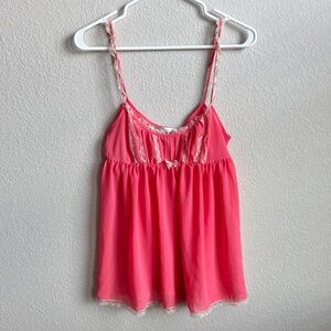 Victoria's Secret Pink Cream Lace y2K Sheer Baby doll Lingerie size Small